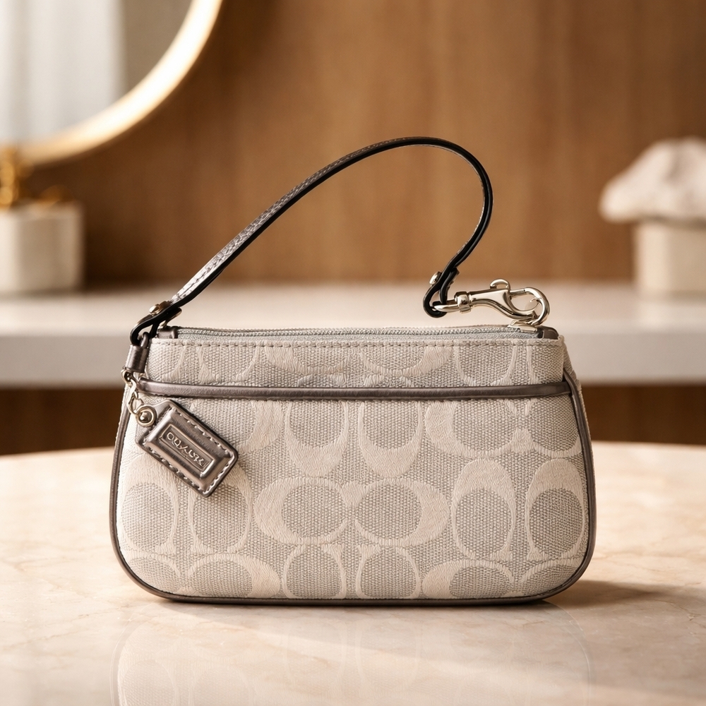Coach Signature Beige Wristlet